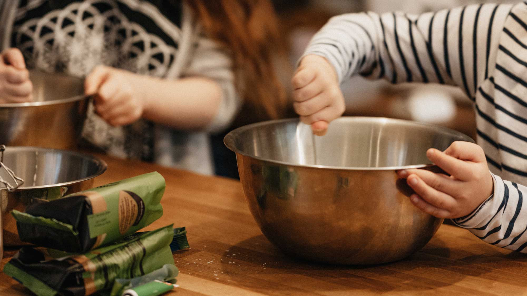 Kids helping with cooking